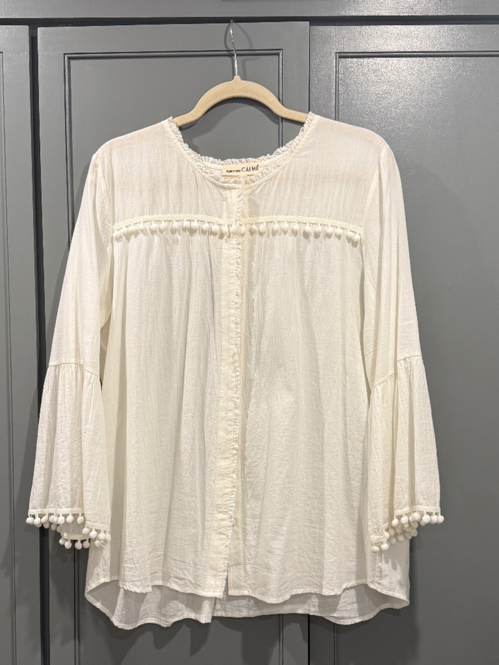 Johnny Was white button front, tunic, size XL